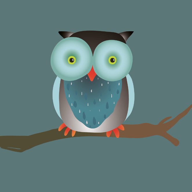 Illustration einer wachsamen Eule