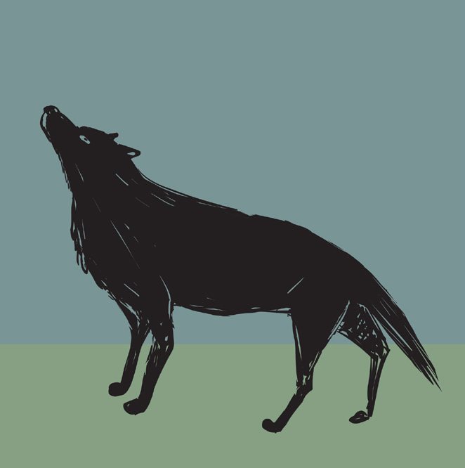 Illustration eines ruhigen Wolfs